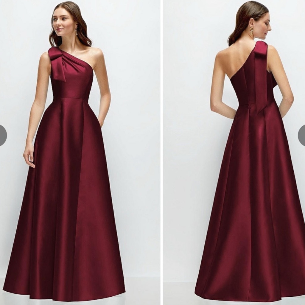 Alfred Sung One-Shoulder Burgundy Dress